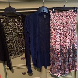 2 crop sweaters & 1 strapless dress